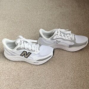 New Balance White and Gray Athletic Sneakers